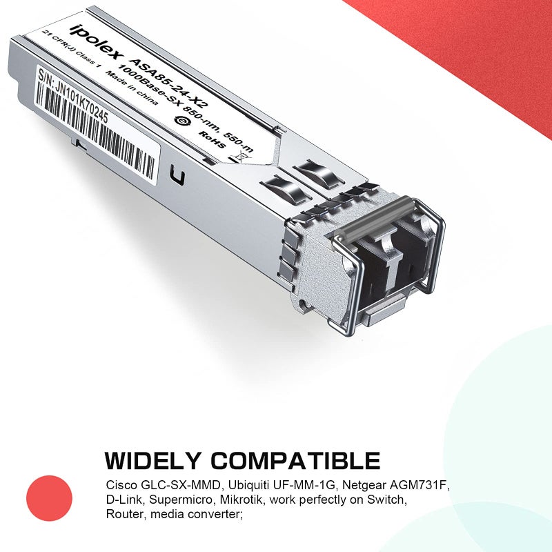 ipolex 1.25G Multimode SFP to Fiber Transceiver, 1000Base SX SFP Module, 850nm MMF, for Cisco GLC-SX-MMD/SFP-GE-S, Ubiquiti UF-MM-1G, Netgear AGM731F, Meraki, TP-Link, Mikrotik and More - Image 2